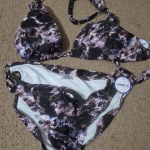 Swimsuits For All Stylish Black and Purple Bikini Set